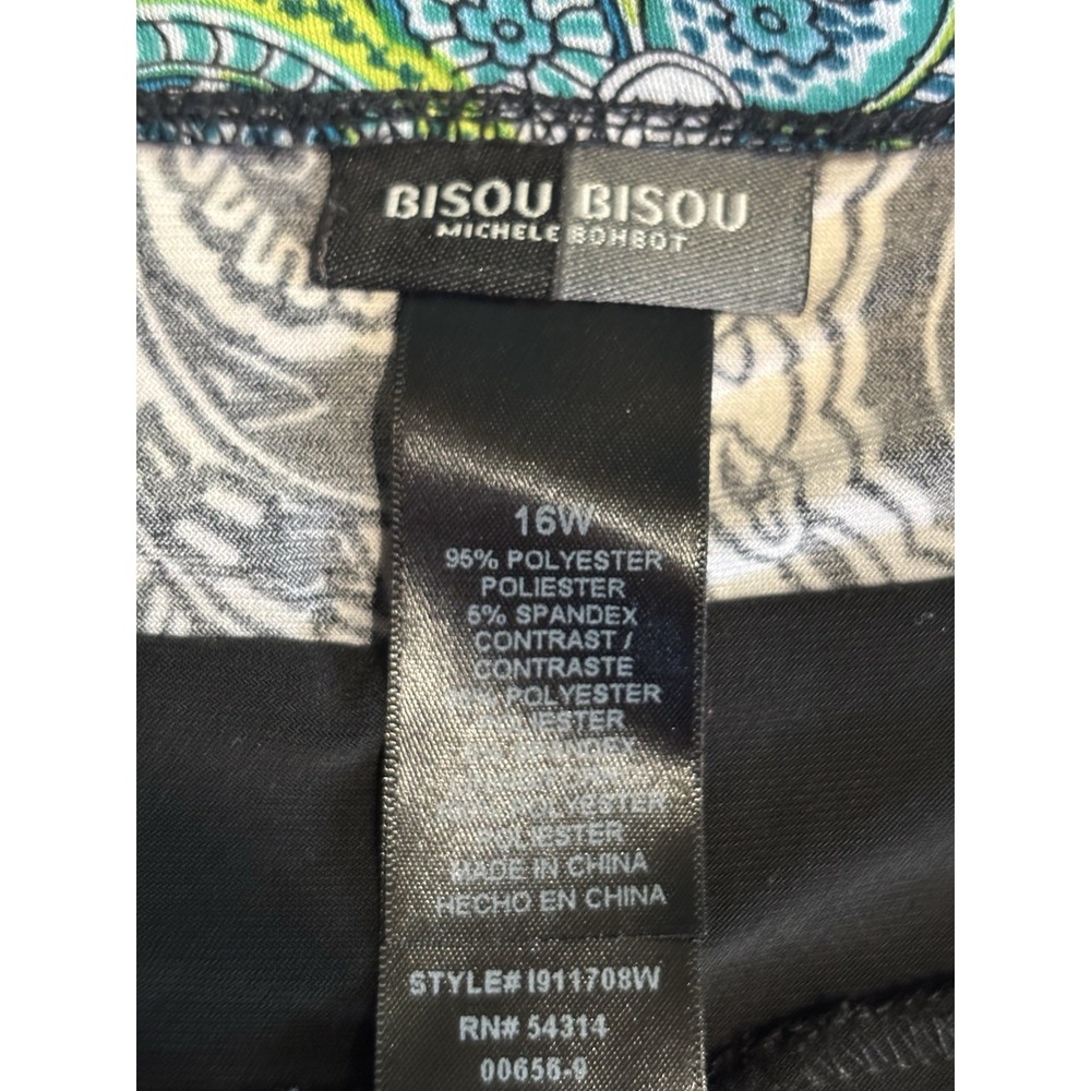 Bisou Bisou Paisley Halter Maxi Dress Size 16W Teal/Black Open Back - Picture 6 of 6